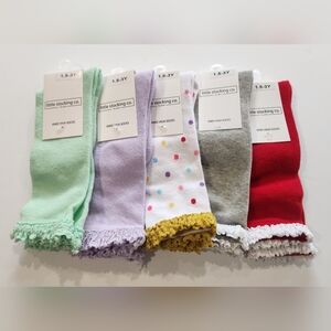 New Little Stocking Co 5 Pack Knee High Socks 1.5-3 years Frilly White Pastel